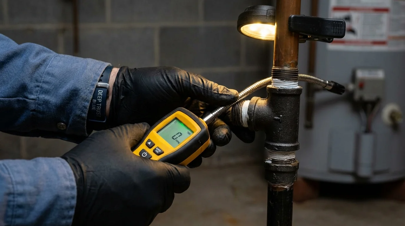 Gas leak detection with electronic sniffer by Johns Plumbing LLC in Douglas